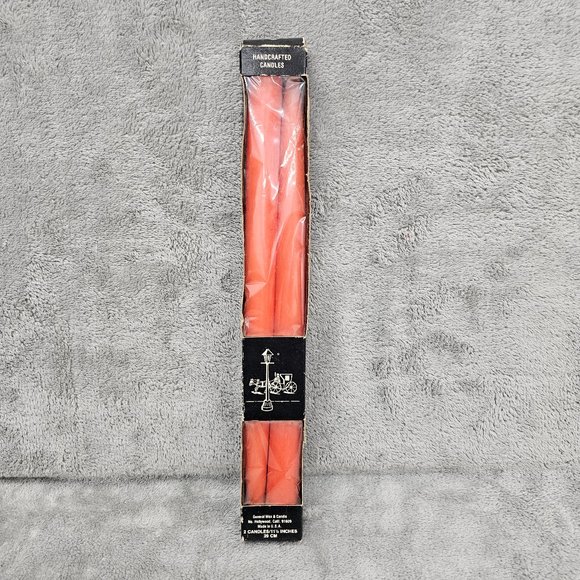 General Wax & Candle 2 - 11" Tapered candles handcrafted orange Made in USA - Picture 1 of 15